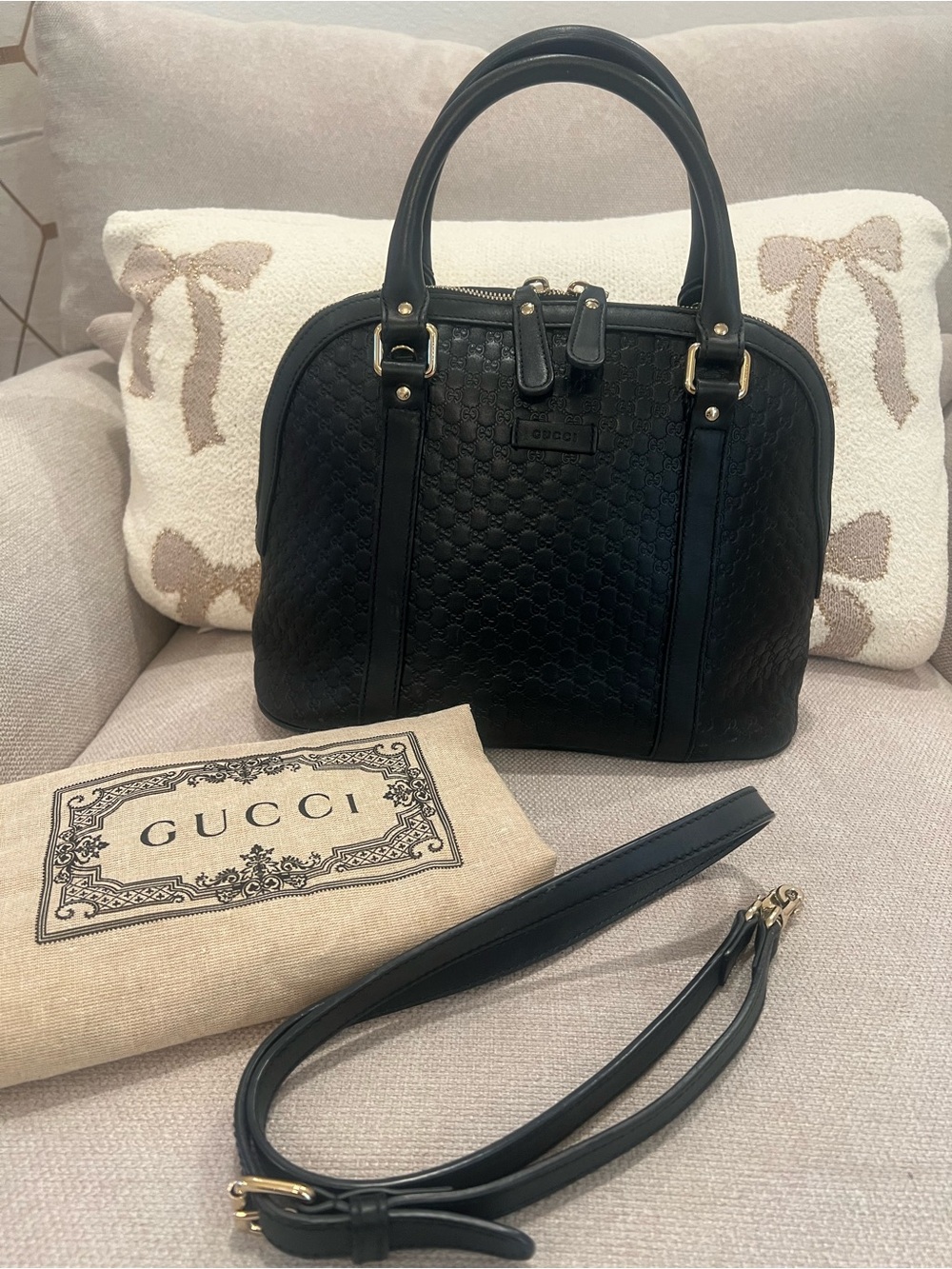 Black Gucci Dome Microguccissima Satchel Medium With Detachable Cross Body Strap